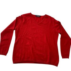 LYNON Men's‎ XL Red V-Neck Cashmere Pullover Sweater Long Sleeve